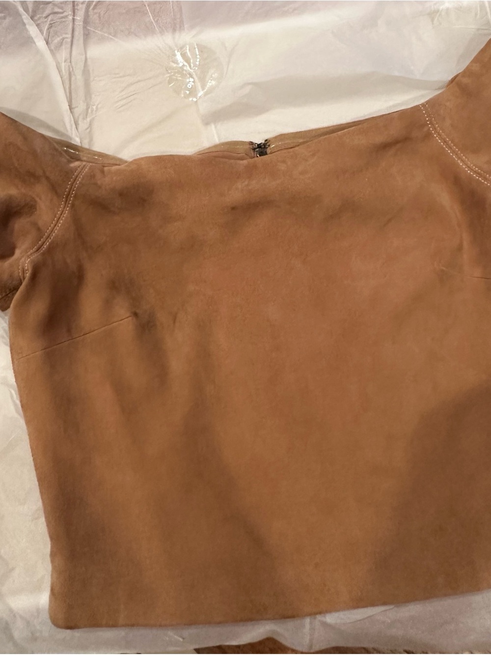 Alice + Olivia Tan Zip-back suede top NWT retail $495
